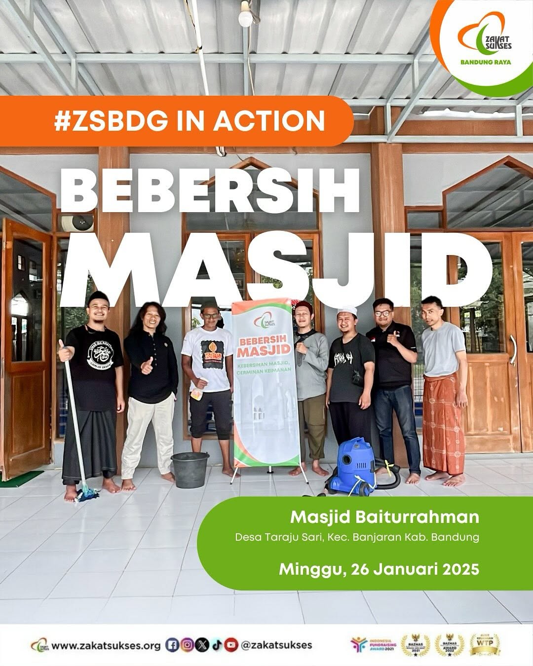 Zakat Sukses dan Youth Of Marbot Bersatu: Wujudkan Masjid Baiturrahman yang Bersih dan Nyaman